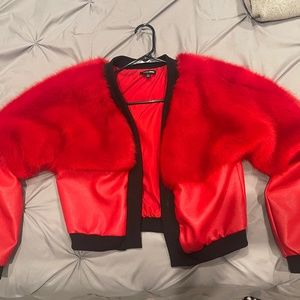 Fashion nova faux fur Red jacket